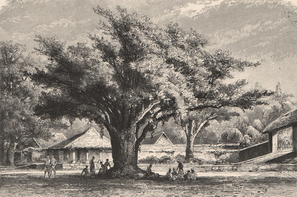 Palace of the Sultan of Buleleng, Bali. Indonesia. East Indies 1885 old print